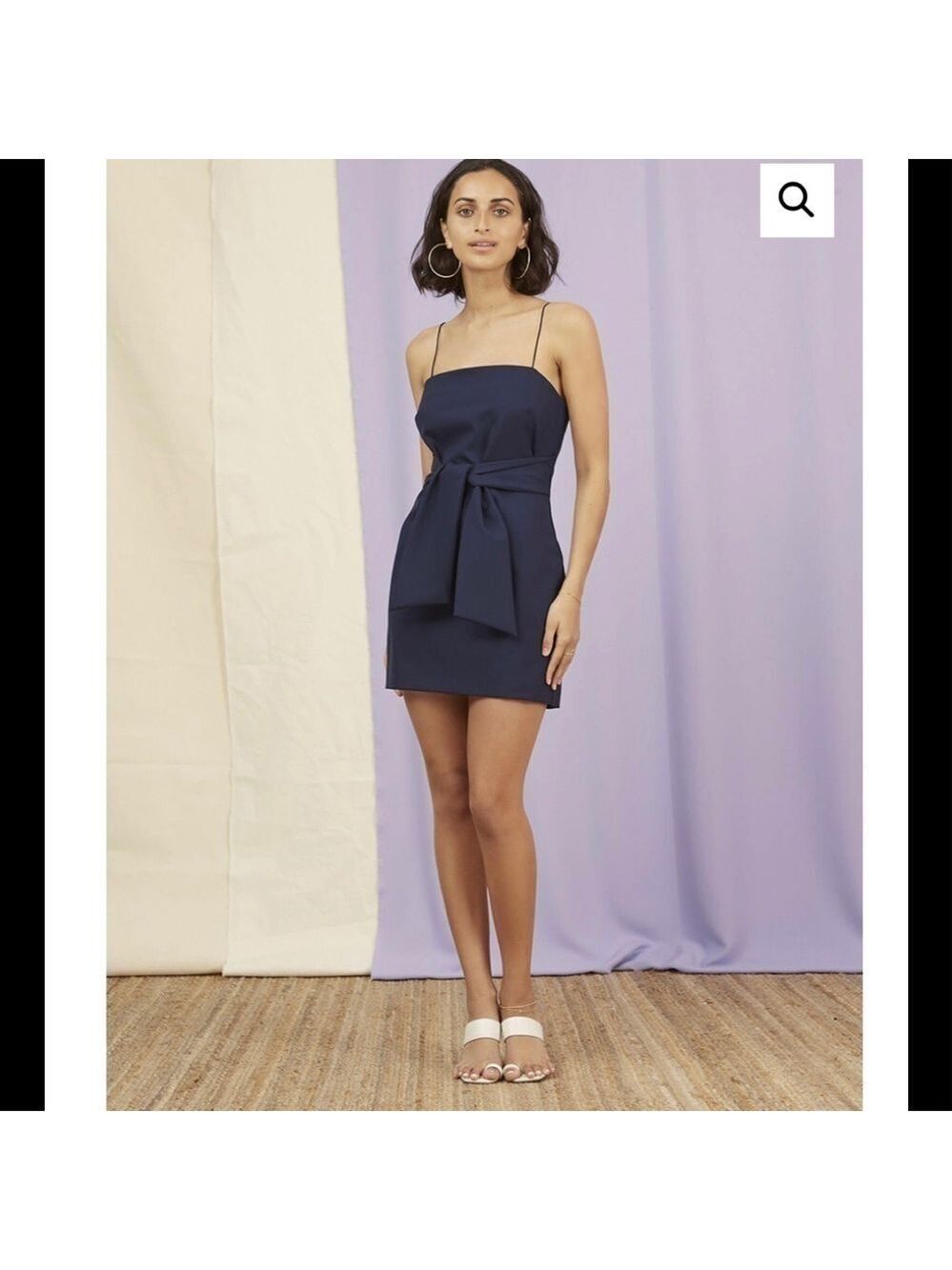 NWT Finders Keepers Essie Tie Waist Mini Dress Navy SZ S 4
